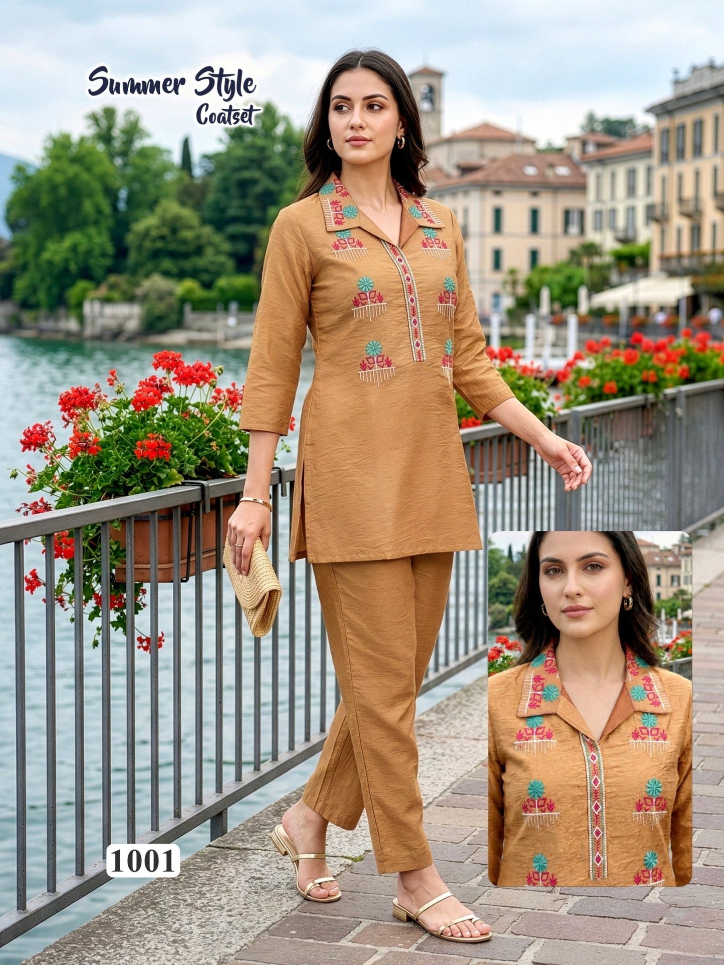 Amrah Wholesale Summer Style Vol 8 Vartican Silk Embroidered Co Ord Set - Amrah Wholesale