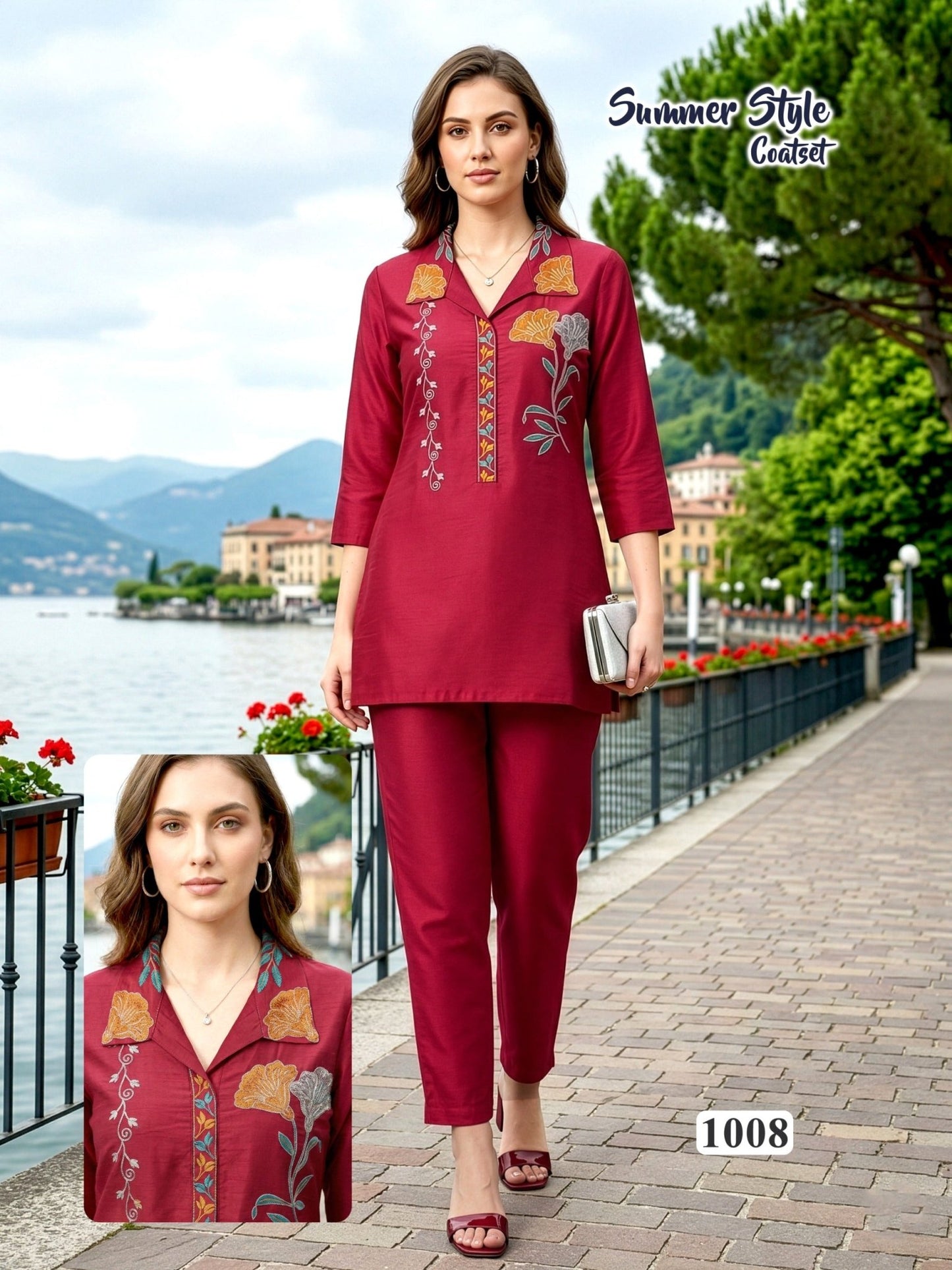 Amrah Wholesale Summer Style Vol 8 Vartican Silk Embroidered Co Ord Set - Amrah Wholesale