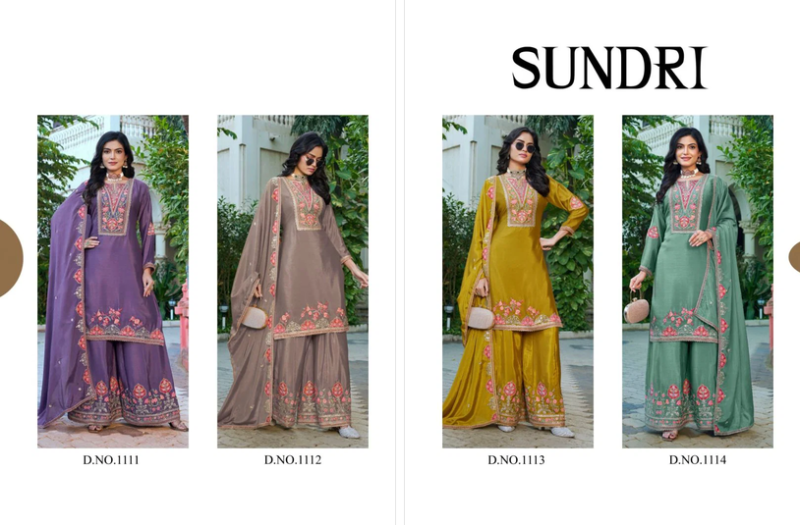 Amrah Wholesale Sundari 1111 To 1114 Chinon Dress Material - Amrah Wholesale