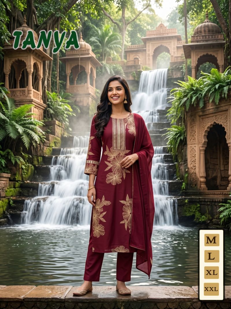 Amrah Wholesale Tanya Vol 1 Vatican Silk Printed Kurti Pant Set