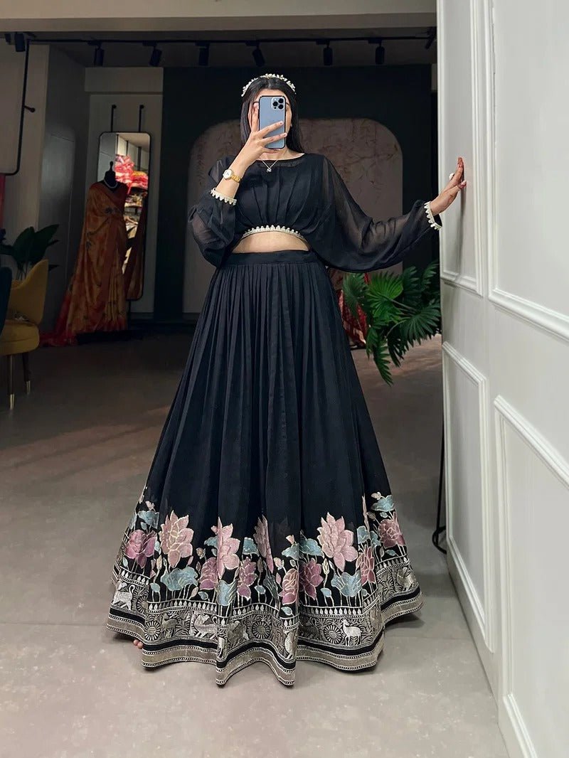 Amrah Wholesale Taraa L 1117 Georgette Sequins Thread Work Lehenga Choli - Amrah Wholesale