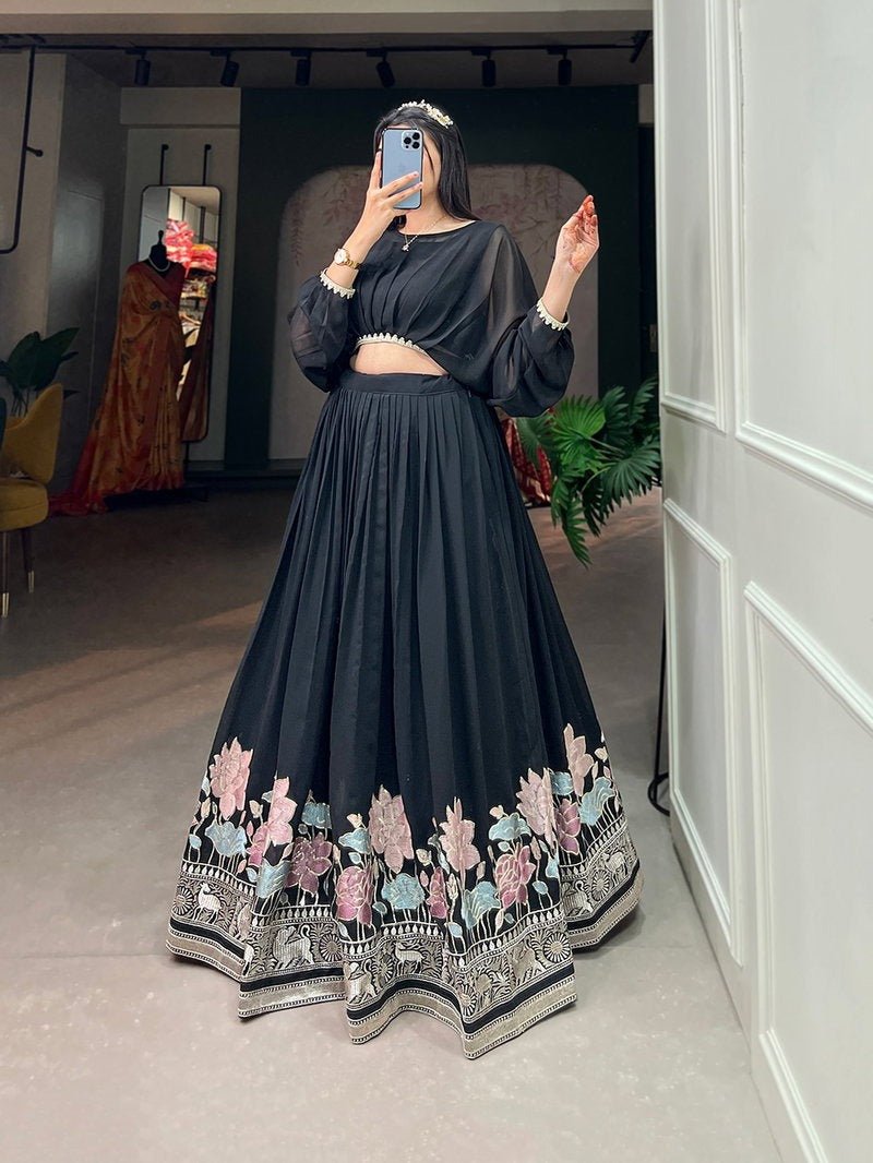 Amrah Wholesale Taraa L 1117 Georgette Sequins Thread Work Lehenga Choli - Amrah Wholesale