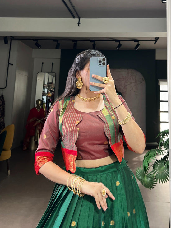 Amrah Wholesale Taraa L 1133 Poly Cotton Zari Weaving Lehenga Choli With Koti - Amrah Wholesale