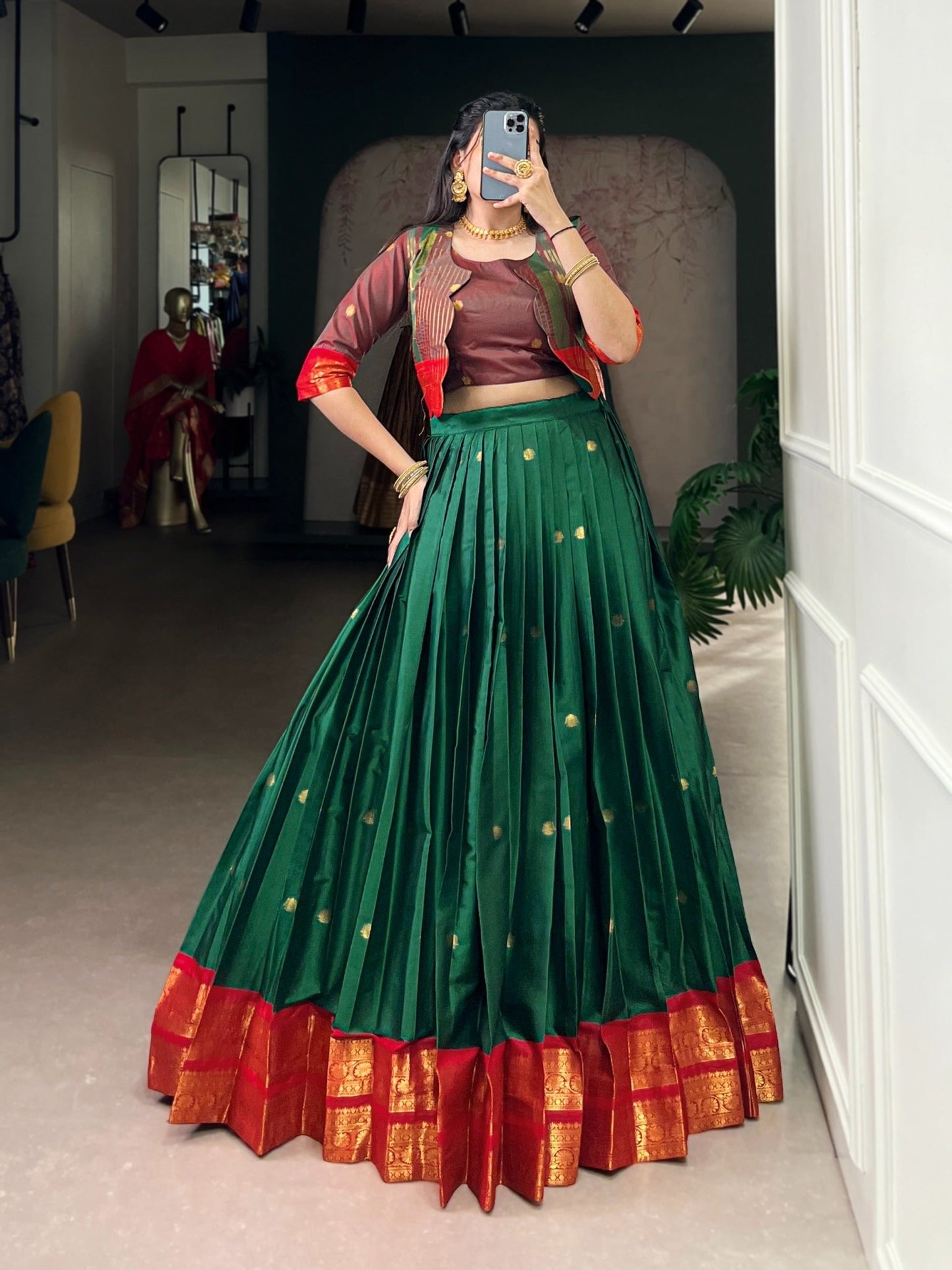 Amrah Wholesale Taraa L 1133 Poly Cotton Zari Weaving Lehenga Choli With Koti - Amrah Wholesale