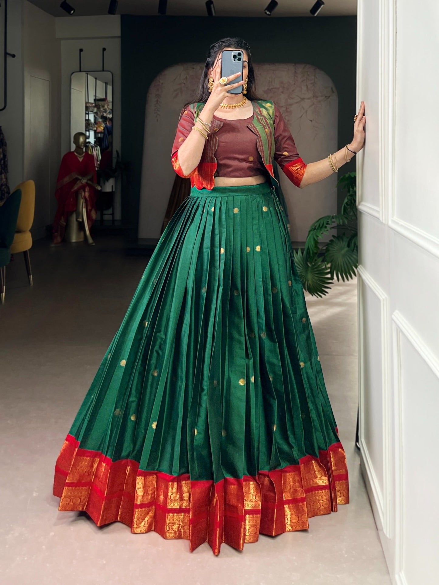 Amrah Wholesale Taraa L 1133 Poly Cotton Zari Weaving Lehenga Choli With Koti - Amrah Wholesale