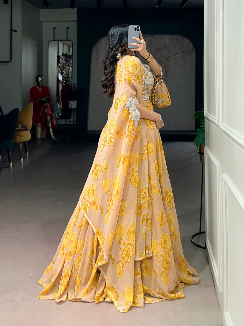 Amrah Wholesale Taraa L 1144 Georgette Thread Embroidered Indo Western Lehenga