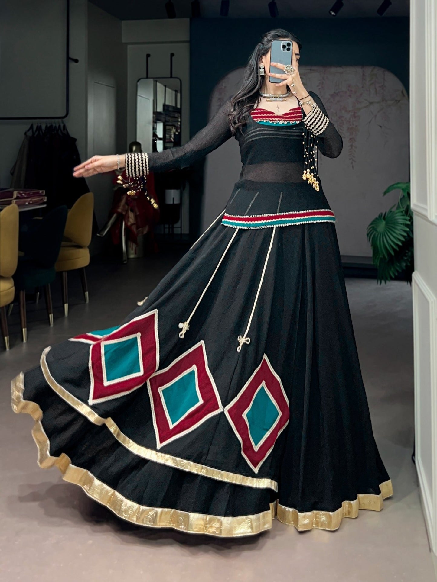 Amrah Wholesale Taraa L 1785 Marble Base Embroidered Lehenga Choli With Popover Tunic - Amrah Wholesale