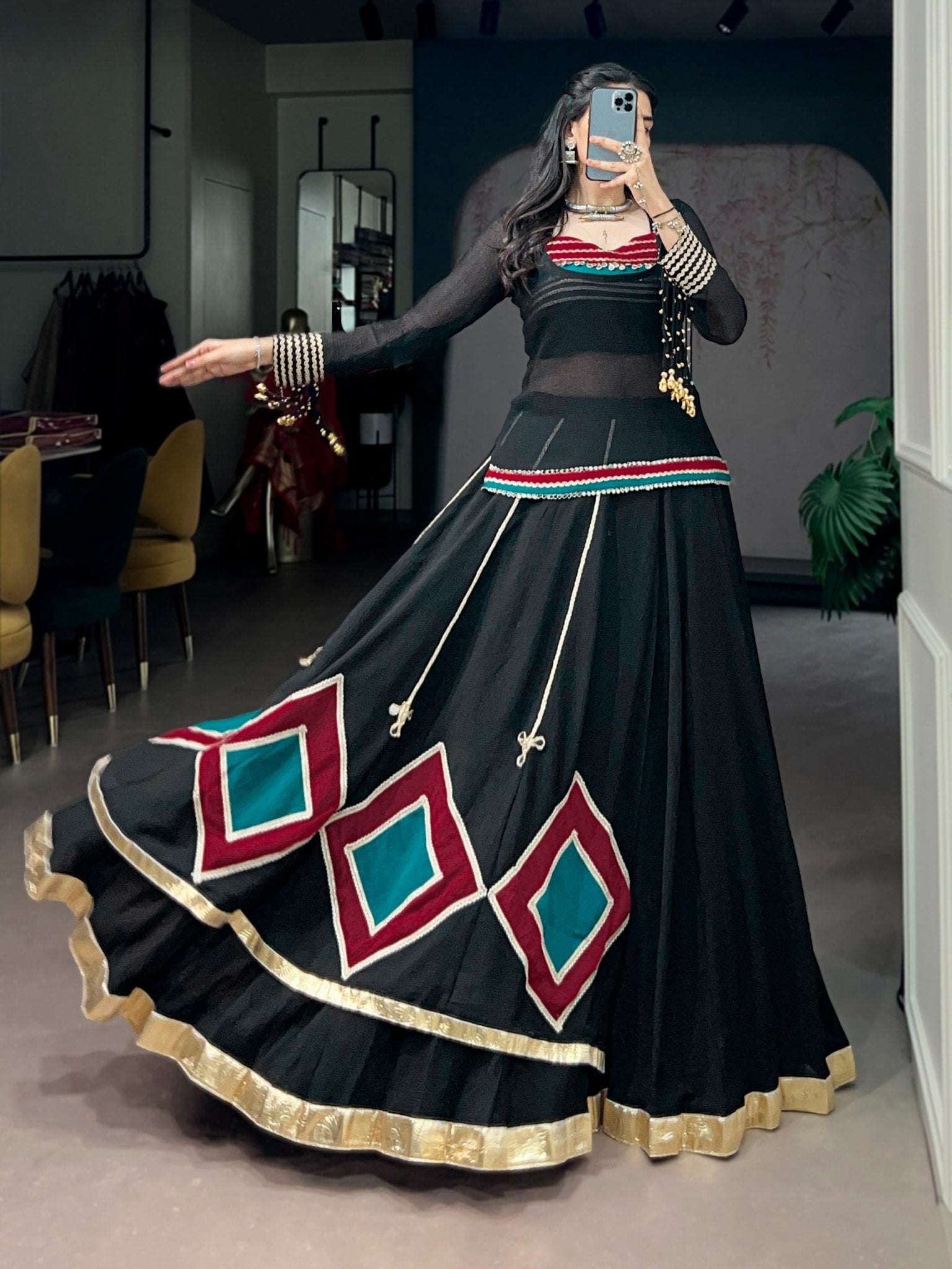 Amrah Wholesale Taraa L 1785 Marble Base Embroidered Lehenga Choli With Popover Tunic - Amrah Wholesale