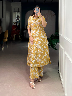 Amrah Wholesale Taraa L 4702 P V Chanderi Floral Printed Kurti Pant Set - Amrah Wholesale