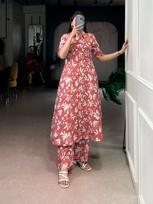 Amrah Wholesale Taraa L 4702 P V Chanderi Floral Printed Kurti Pant Set - Amrah Wholesale
