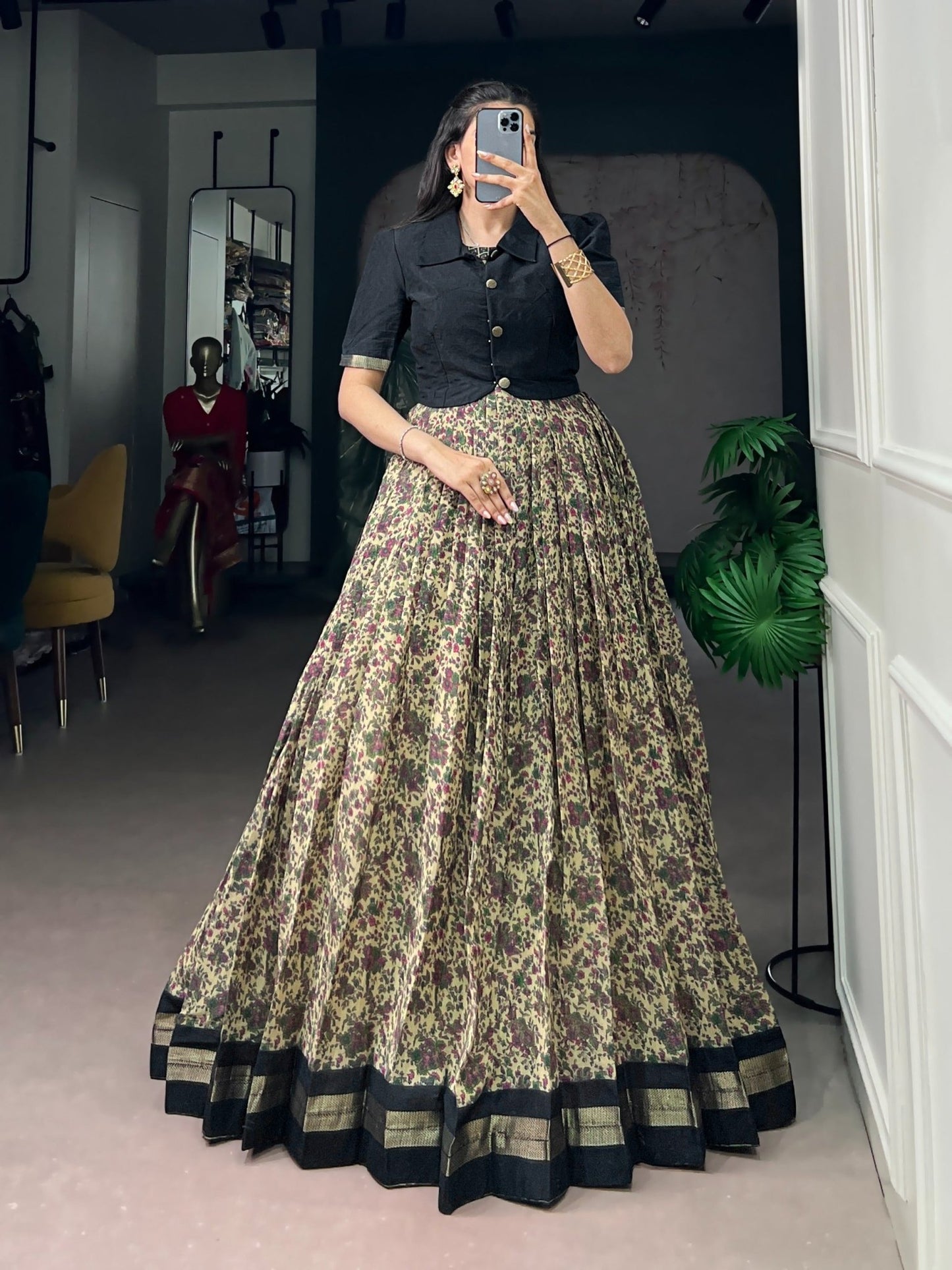 Amrah Wholesale Taraa L 5011 Polyster Viscose Chanderi Printed Gown With Koti Collection - Amrah Wholesale