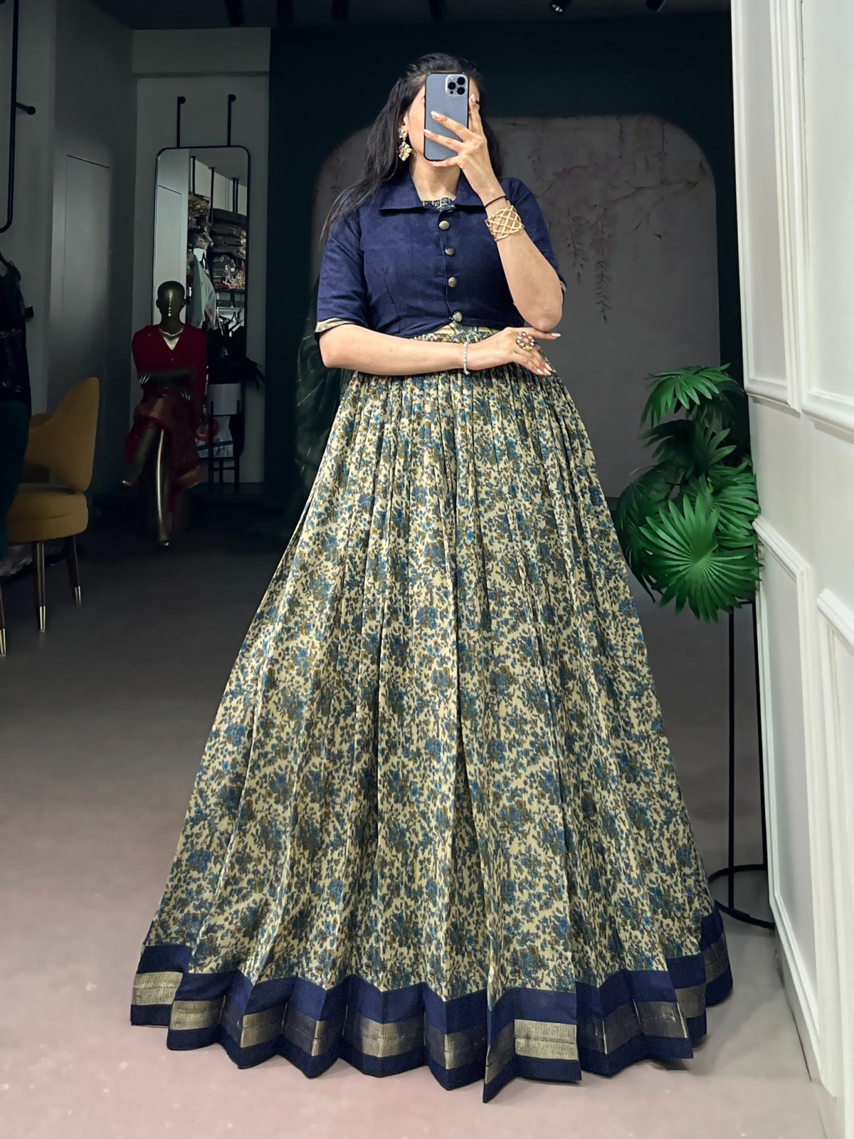 Amrah Wholesale Taraa L 5011 Polyster Viscose Chanderi Printed Gown With Koti Collection - Amrah Wholesale