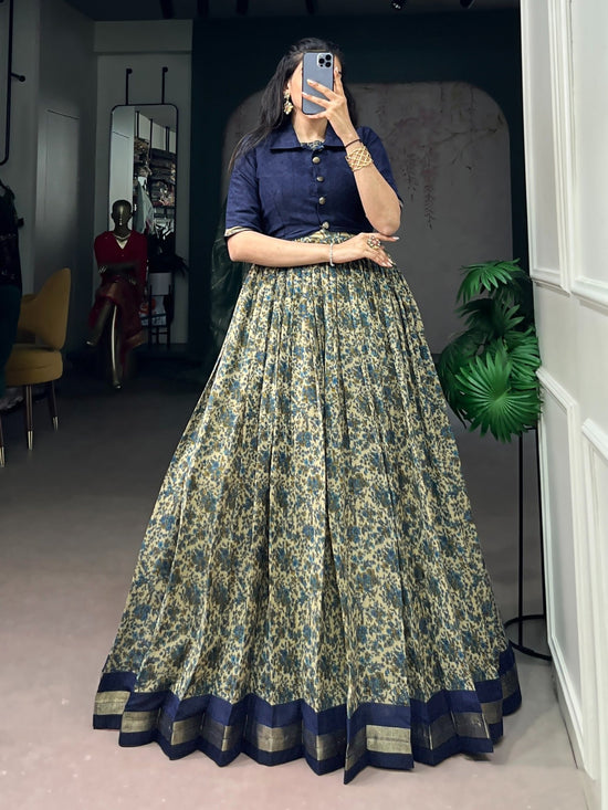 Amrah Wholesale Taraa L 5011 Polyster Viscose Chanderi Printed Gown With Koti Collection - Amrah Wholesale