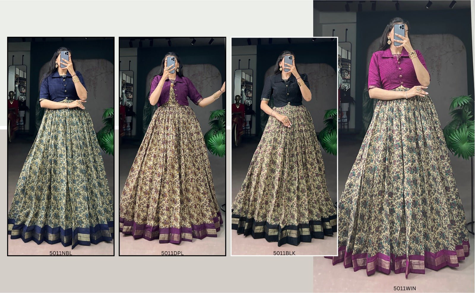 Amrah Wholesale Taraa L 5011 Polyster Viscose Chanderi Printed Gown With Koti Collection - Amrah Wholesale