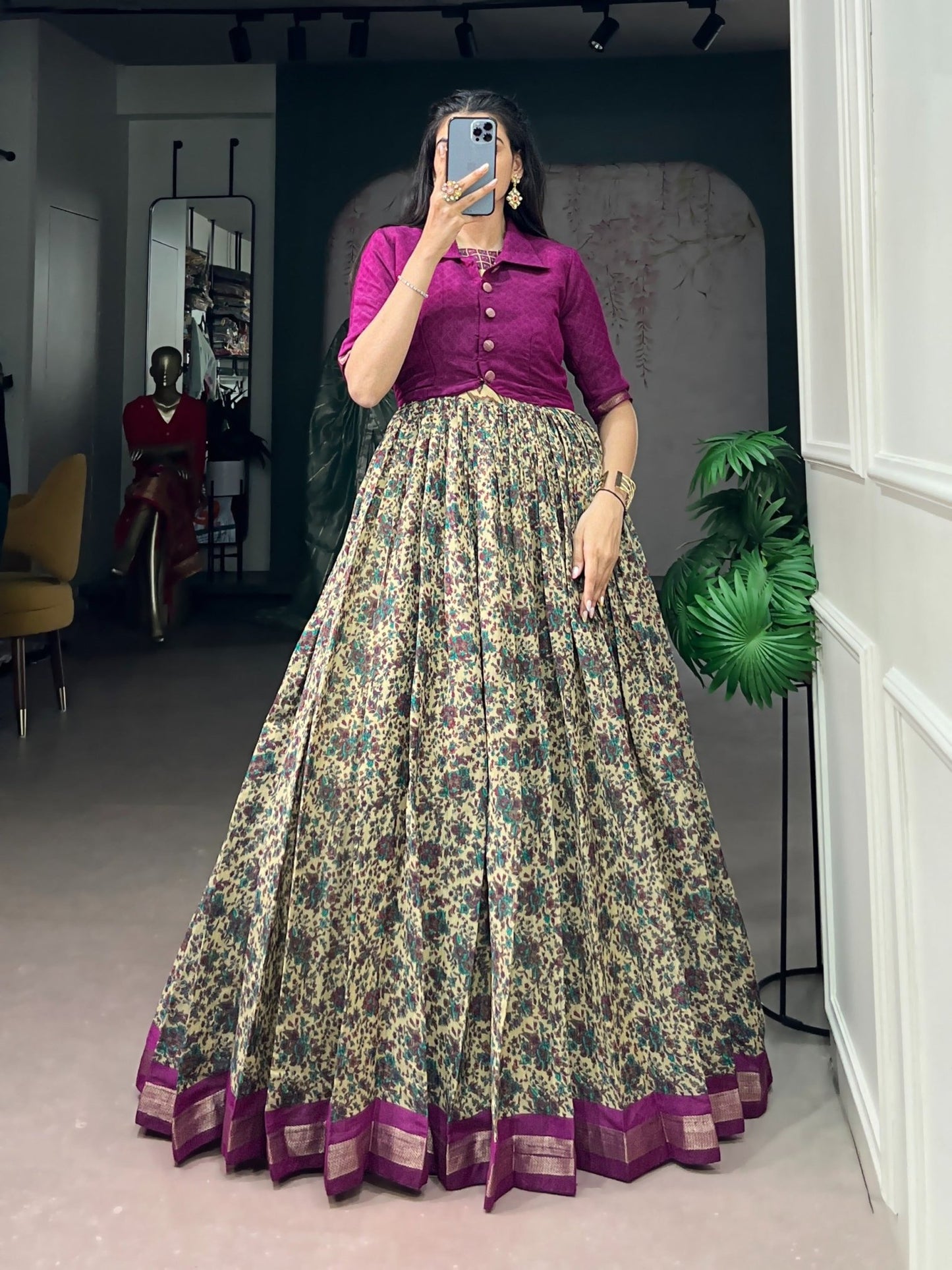 Amrah Wholesale Taraa L 5011 Polyster Viscose Chanderi Printed Gown With Koti Collection - Amrah Wholesale