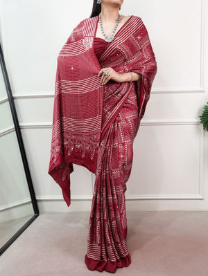 Amrah Wholesale Taraa L 7405 Satin Silk Ajrakh Printed Saree - Amrah Wholesale