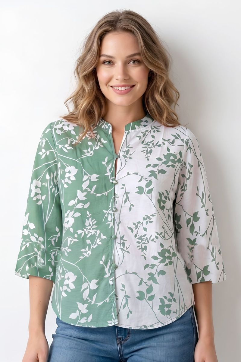 Amrah Wholesale Tlc Vol 136 China Contrast Printed Fancy Top Collection