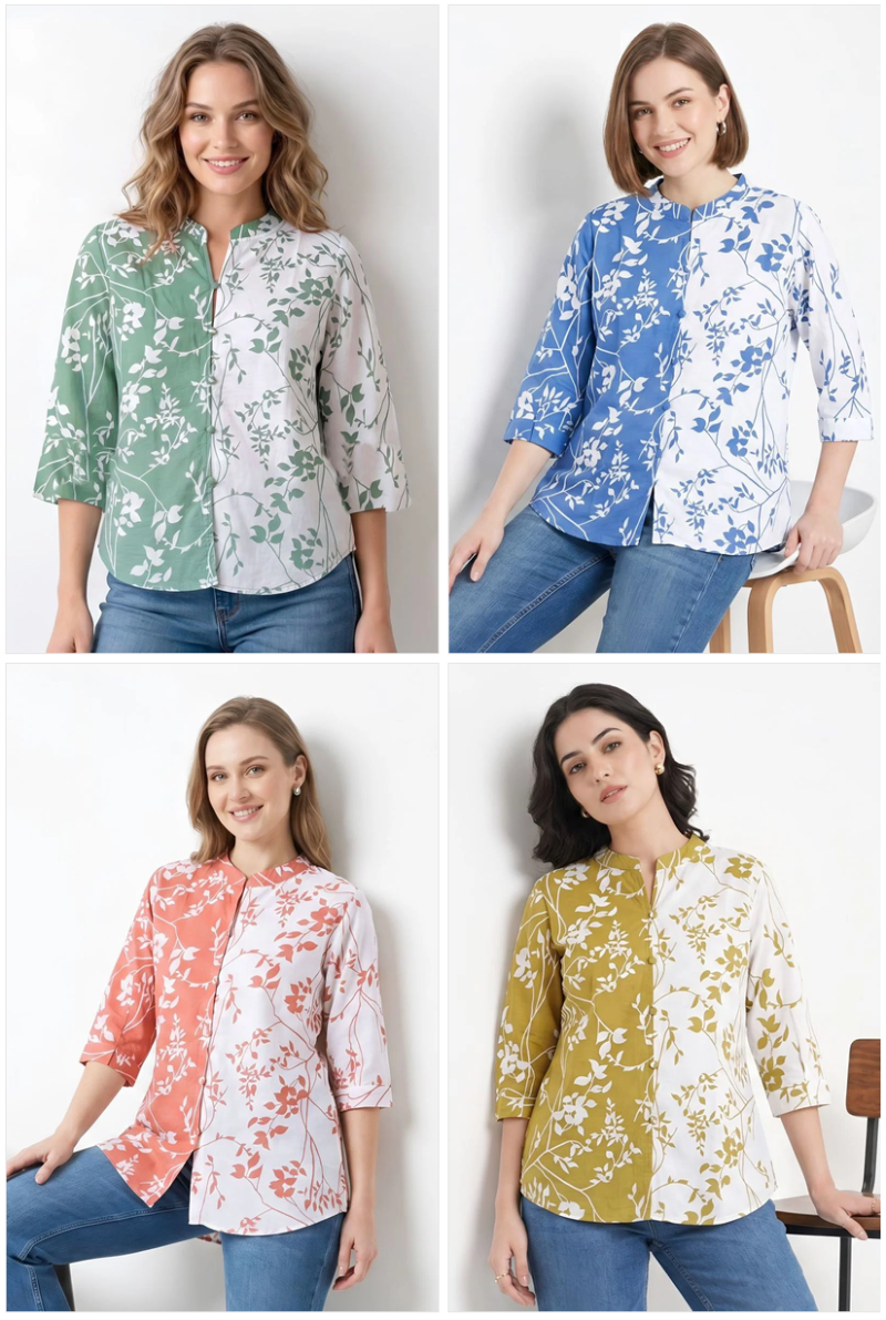 Amrah Wholesale Tlc Vol 136 China Contrast Printed Fancy Top Collection