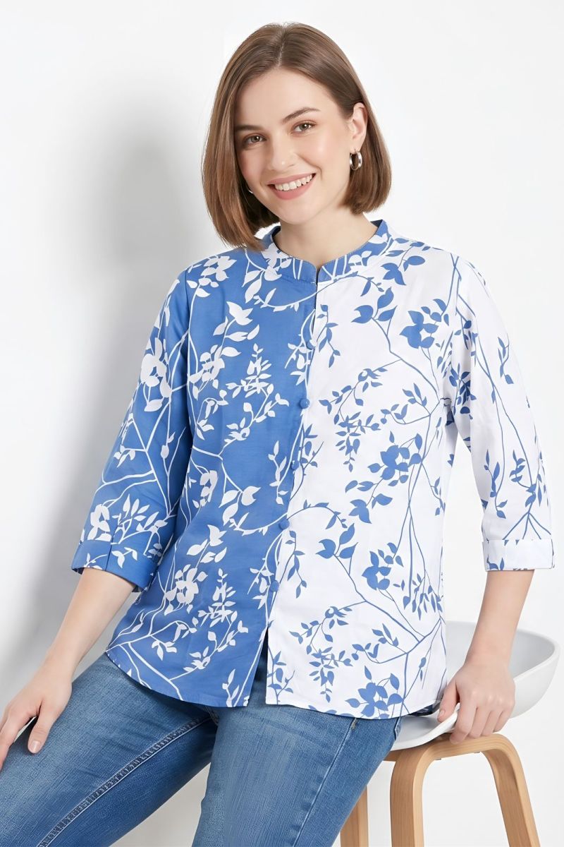 Amrah Wholesale Tlc Vol 136 China Contrast Printed Fancy Top Collection