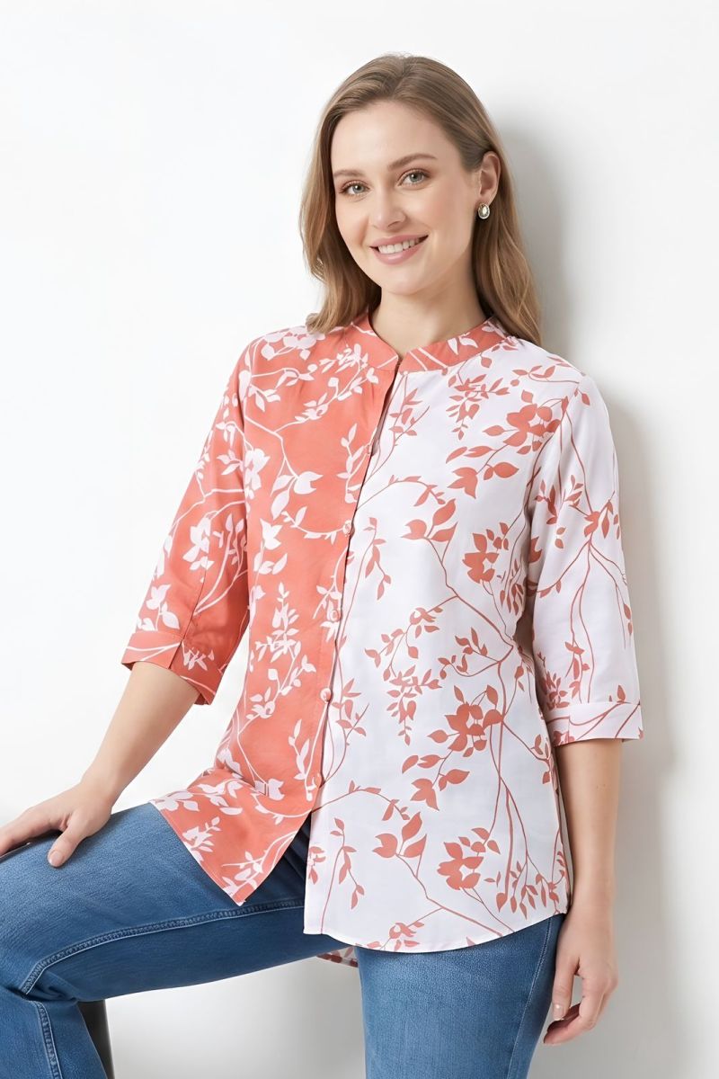 Amrah Wholesale Tlc Vol 136 China Contrast Printed Fancy Top Collection
