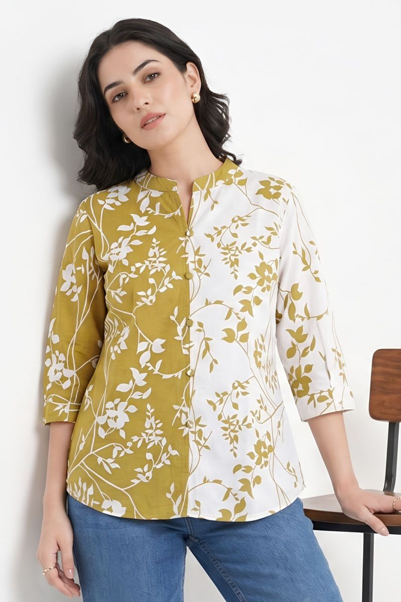 Amrah Wholesale Tlc Vol 136 China Contrast Printed Fancy Top Collection