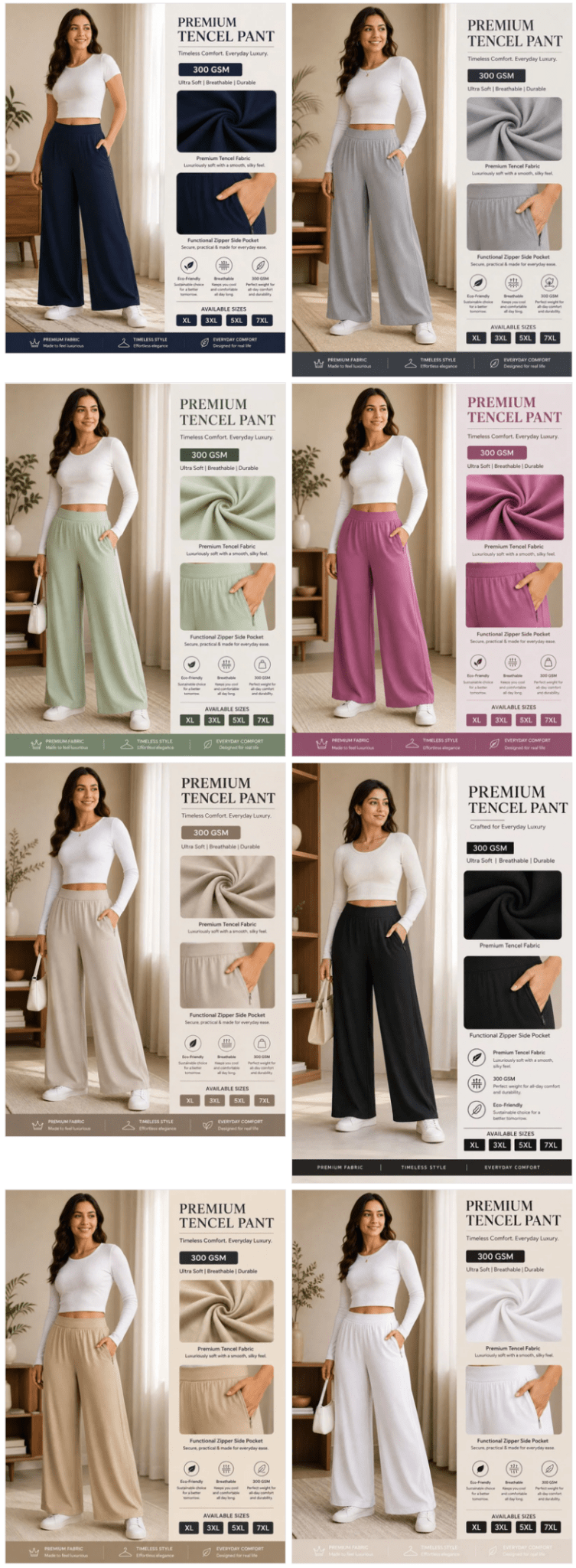 Amrah Wholesale Tlc Vol 139 Tencel Plain Bottom Wear Pants - Amrah Wholesale