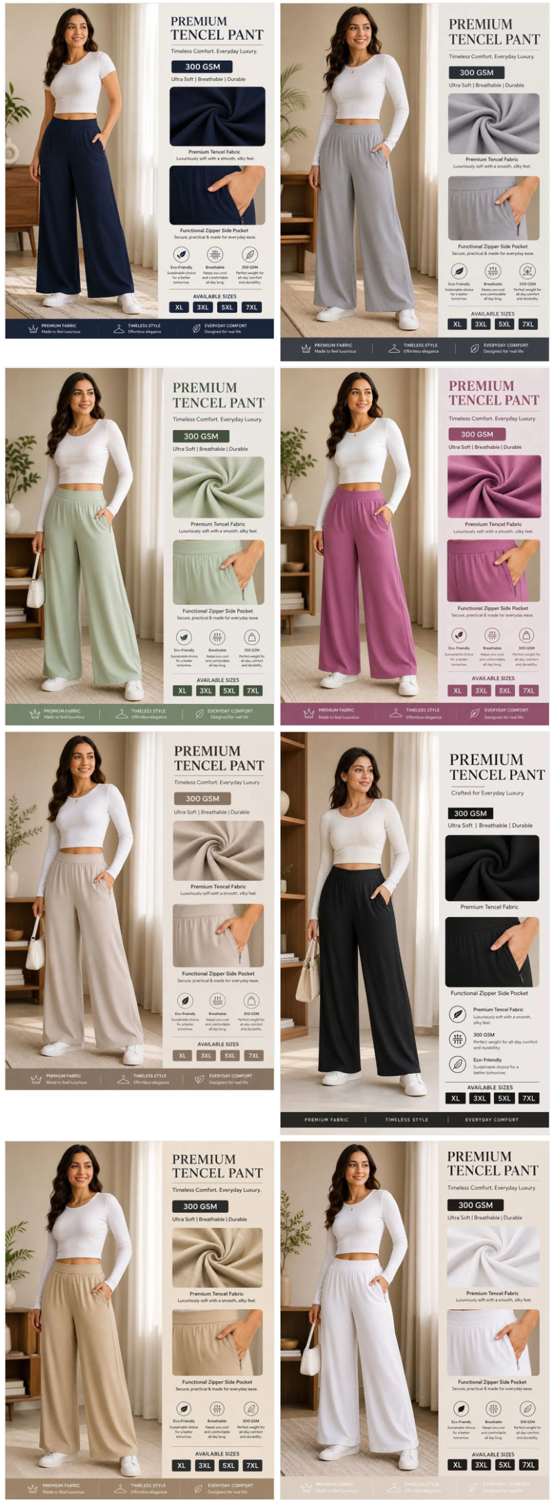 Amrah Wholesale Tlc Vol 139 Tencel Plain Bottom Wear Pants