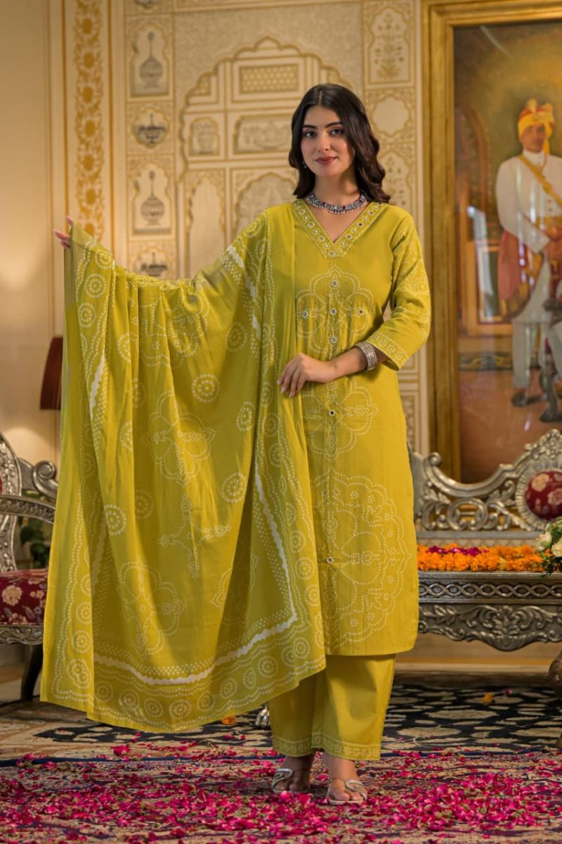 Amrah Wholesale Tlc Vol 154 Cotton Discharge Print Embroidered Kurti Pant Dupatta Set - Amrah Wholesale