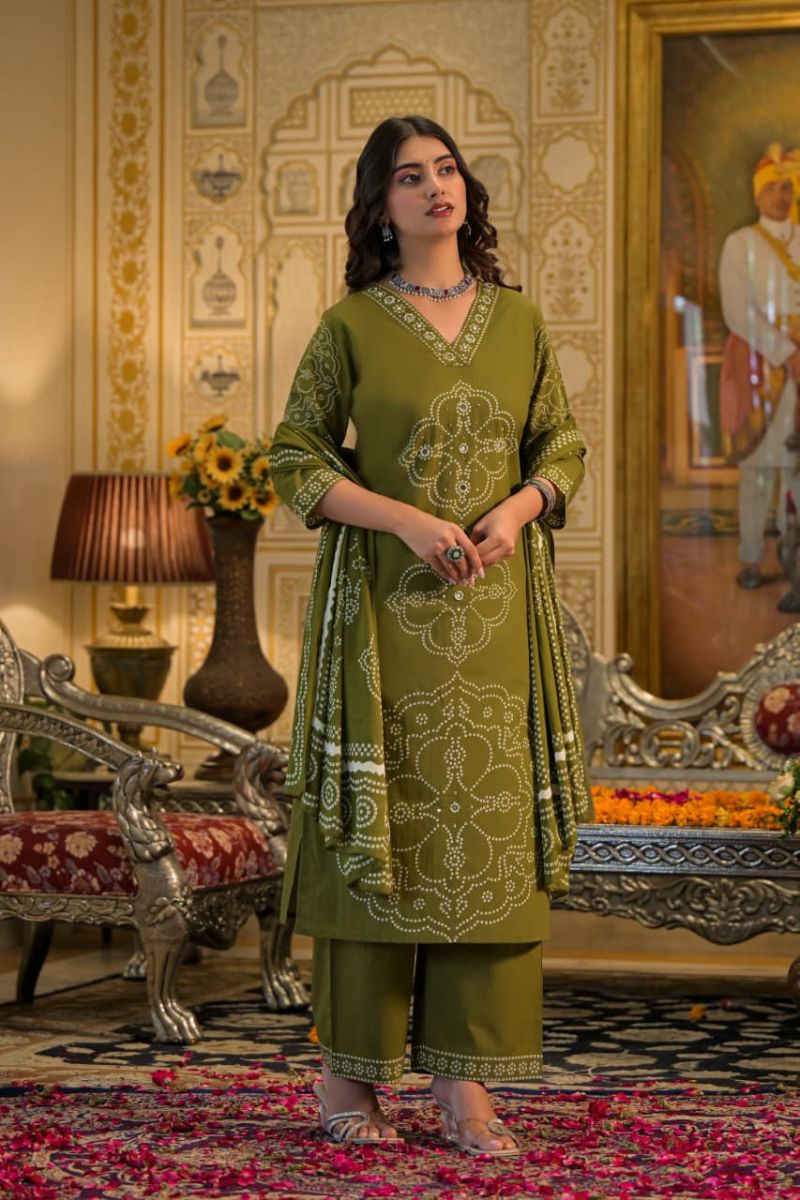 Amrah Wholesale Tlc Vol 154 Cotton Discharge Print Embroidered Kurti Pant Dupatta Set - Amrah Wholesale