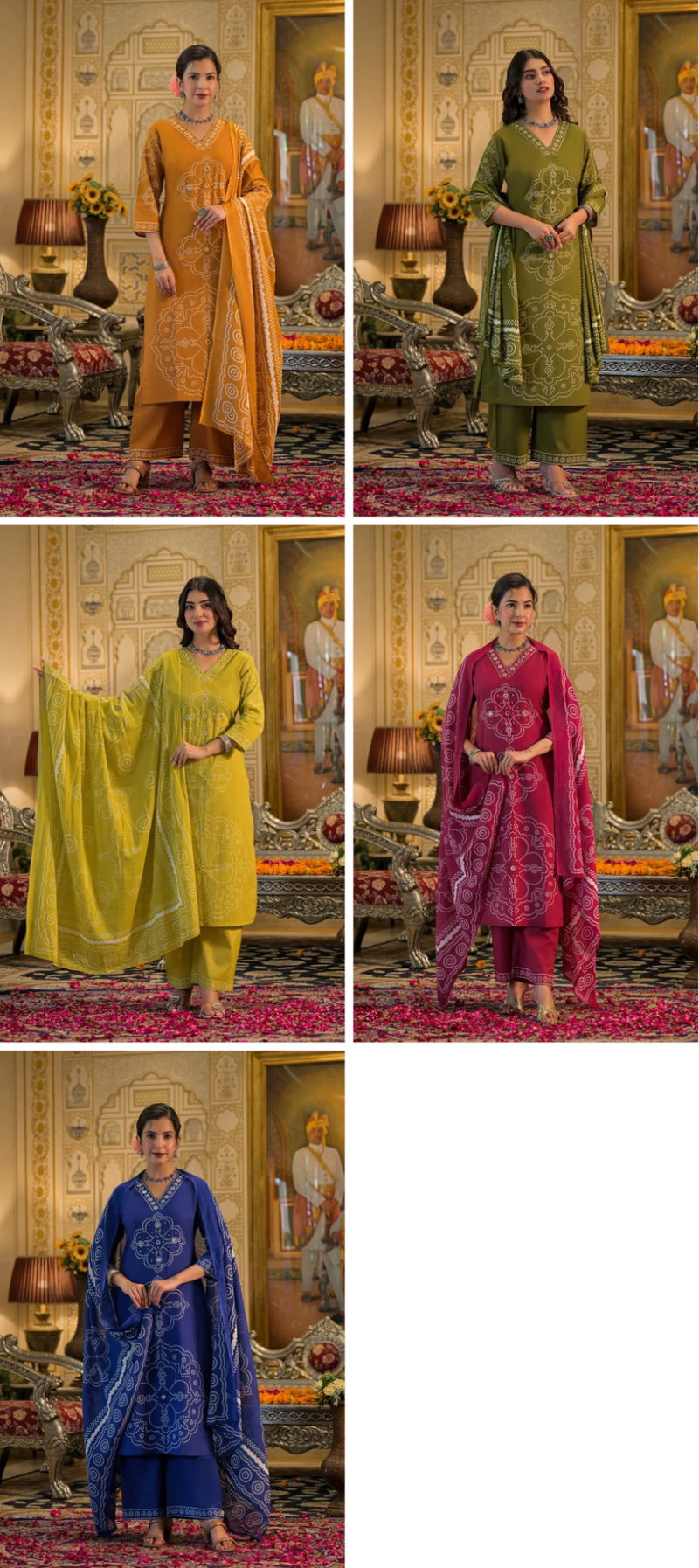 Amrah Wholesale Tlc Vol 154 Cotton Discharge Print Embroidered Kurti Pant Dupatta Set - Amrah Wholesale