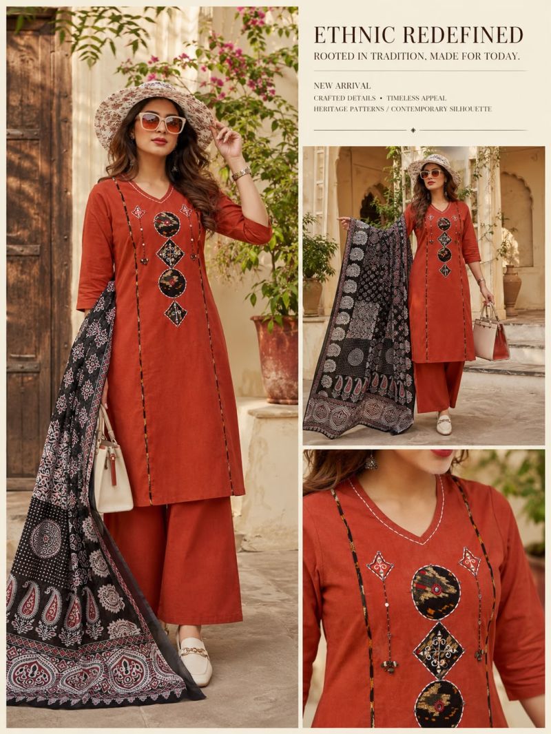 Amrah Wholesale Tlc Vol 186 Dhabu Cotton Kurti Pant Dupatta Set
