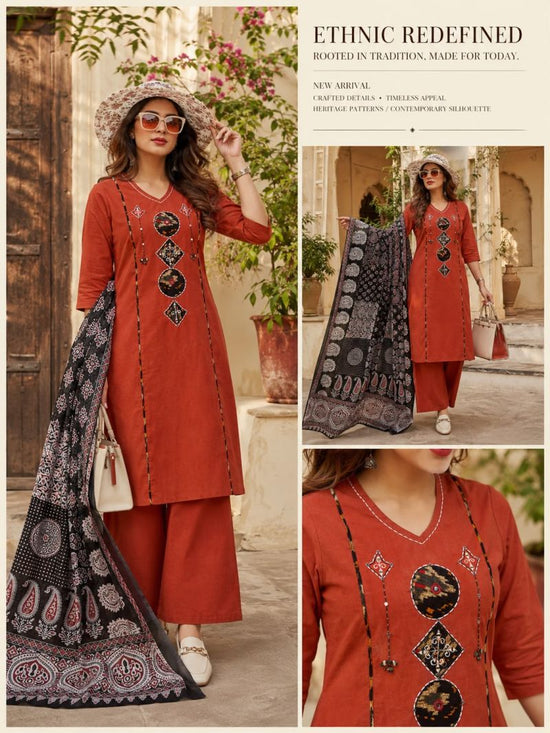 Amrah Wholesale Tlc Vol 186 Dhabu Cotton Kurti Pant Dupatta Set