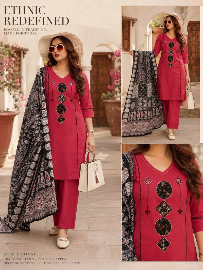 Amrah Wholesale Tlc Vol 186 Dhabu Cotton Kurti Pant Dupatta Set