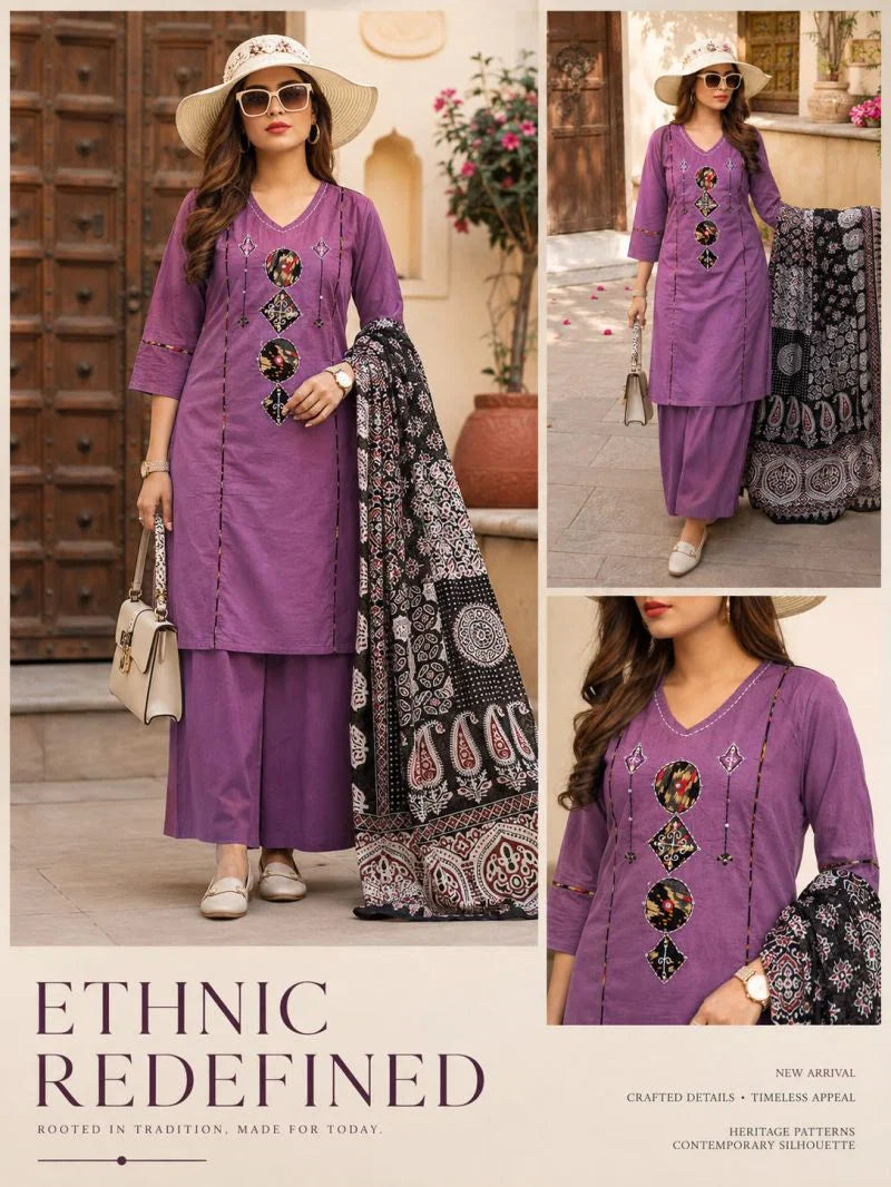 Amrah Wholesale Tlc Vol 186 Dhabu Cotton Kurti Pant Dupatta Set