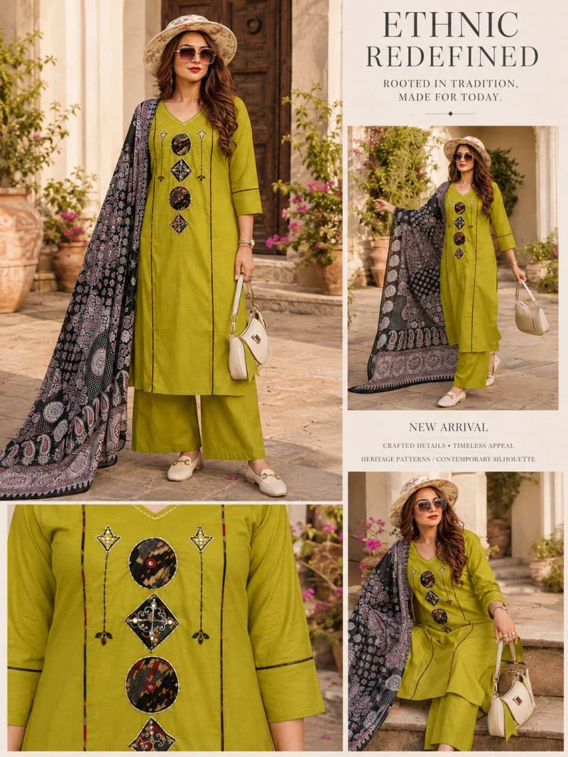 Amrah Wholesale Tlc Vol 186 Dhabu Cotton Kurti Pant Dupatta Set