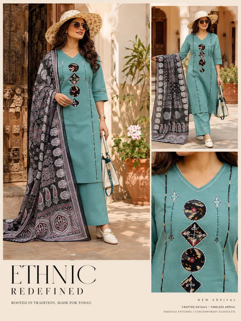 Amrah Wholesale Tlc Vol 186 Dhabu Cotton Kurti Pant Dupatta Set