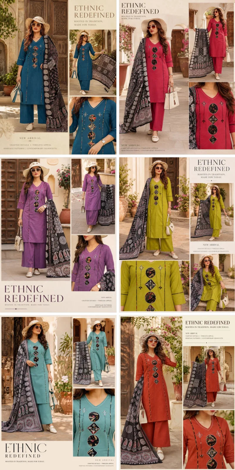 Amrah Wholesale Tlc Vol 186 Dhabu Cotton Kurti Pant Dupatta Set