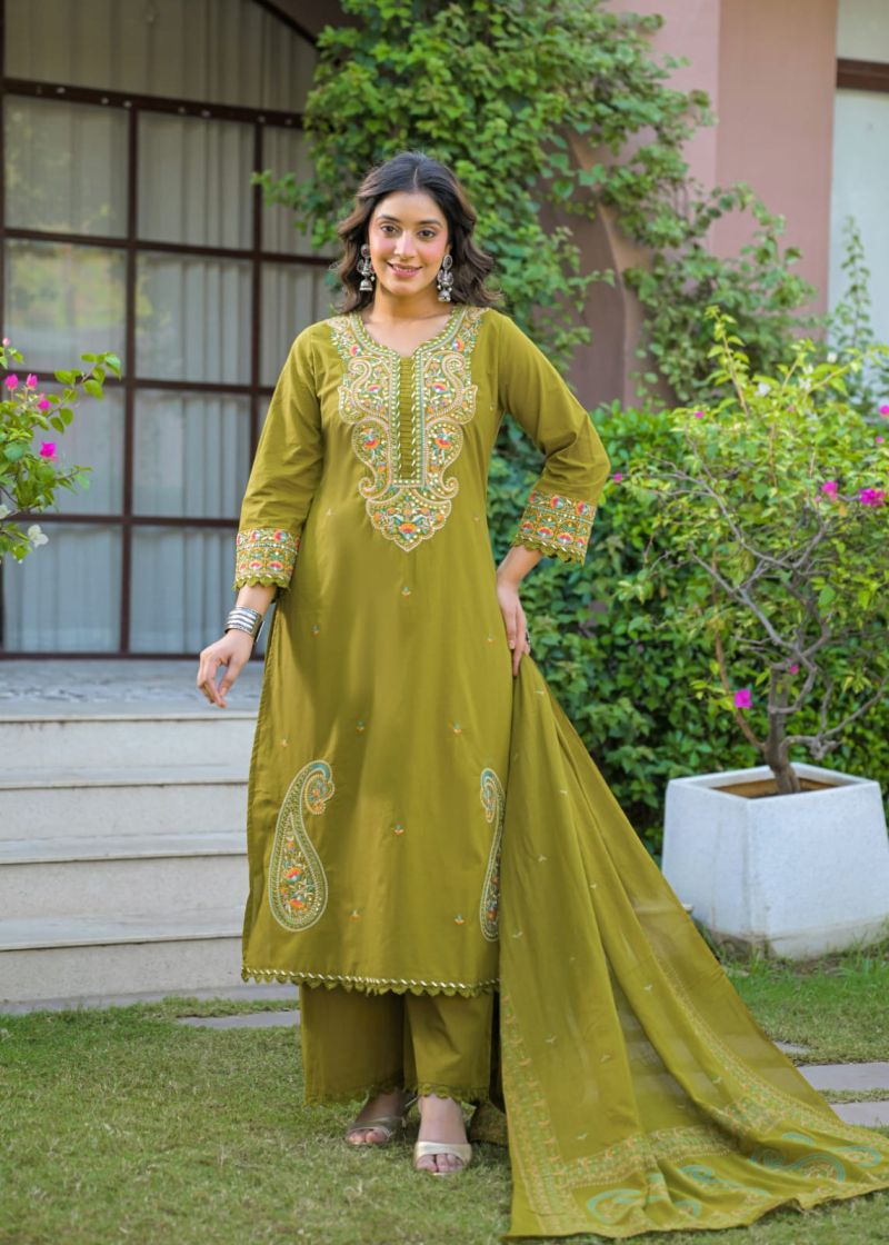 Amrah Wholesale Tlc Vol 187 Cotton Embroidered Suit Set