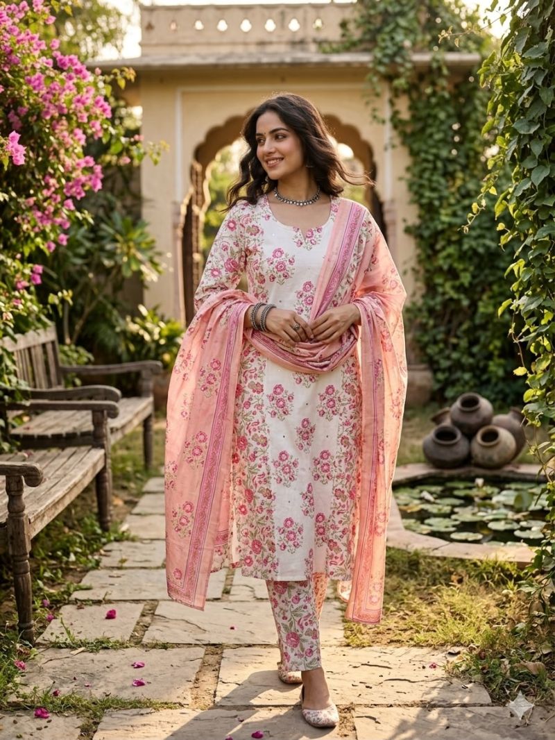 Amrah Wholesale Tlc Vol 20 Cambric Cotton Kurti Pant Dupatta Set