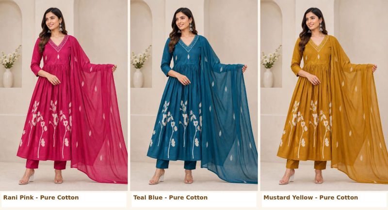 Amrah Wholesale Tlc Vol 205 Cotton Anarkali Kurti Set