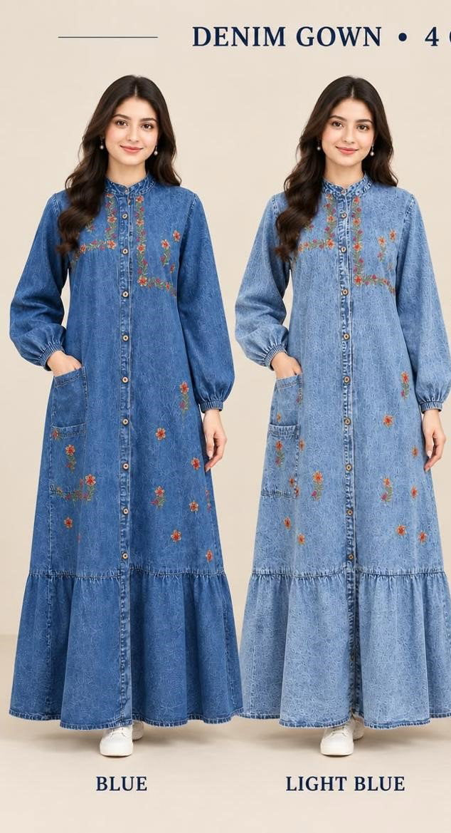 Amrah Wholesale TLC Vol 207 Denim Embroidered Dress Material