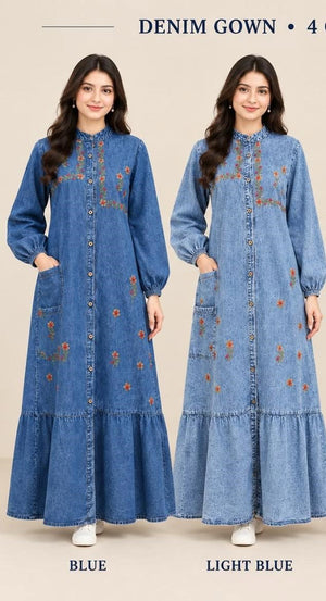 Amrah Wholesale TLC Vol 207 Denim Embroidered Dress Material