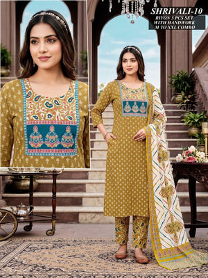 Amrah Wholesale Tlc Vol 46 Rayon Handwork Suit Set - Amrah Wholesale