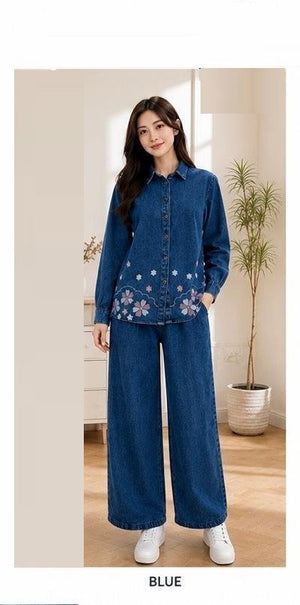 Amrah Wholesale Tlc Vol 49 Denim Floral Printed Stitched Co Ord Set - Amrah Wholesale