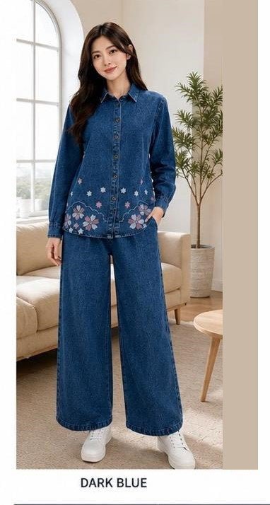 Amrah Wholesale Tlc Vol 49 Denim Floral Printed Stitched Co Ord Set - Amrah Wholesale