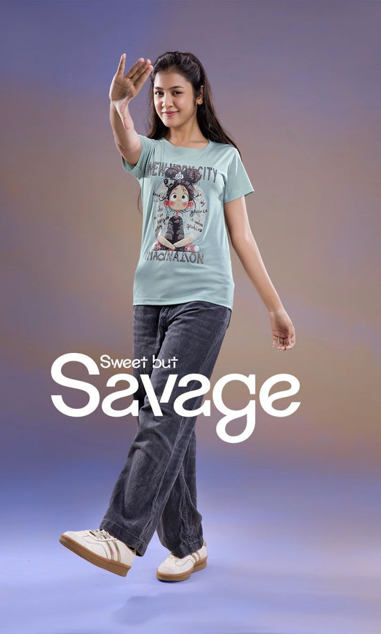 Amrah Wholesale Tlc Vol 50 Kids Tencel Fancy Sticker Printed T-Shirt - Amrah Wholesale
