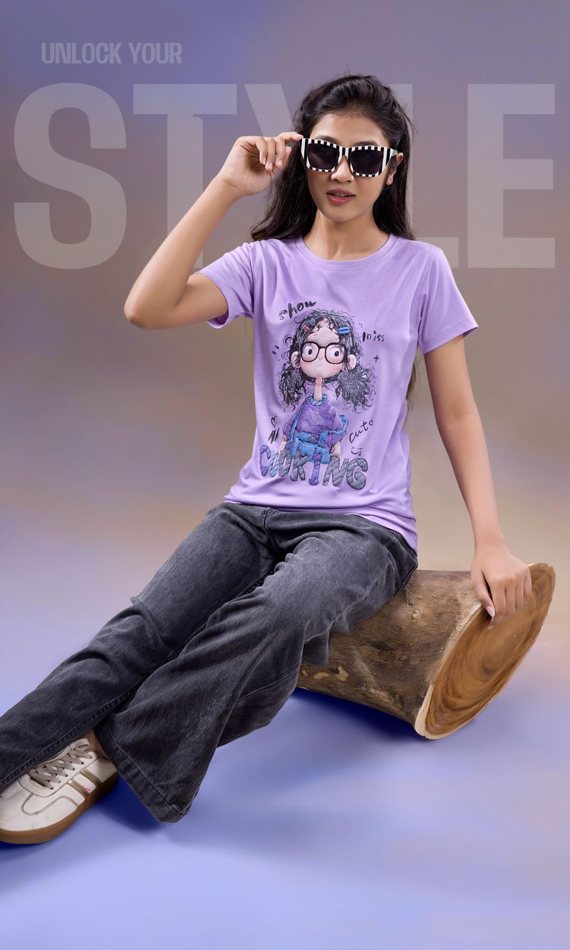 Amrah Wholesale Tlc Vol 50 Kids Tencel Fancy Sticker Printed T-Shirt - Amrah Wholesale