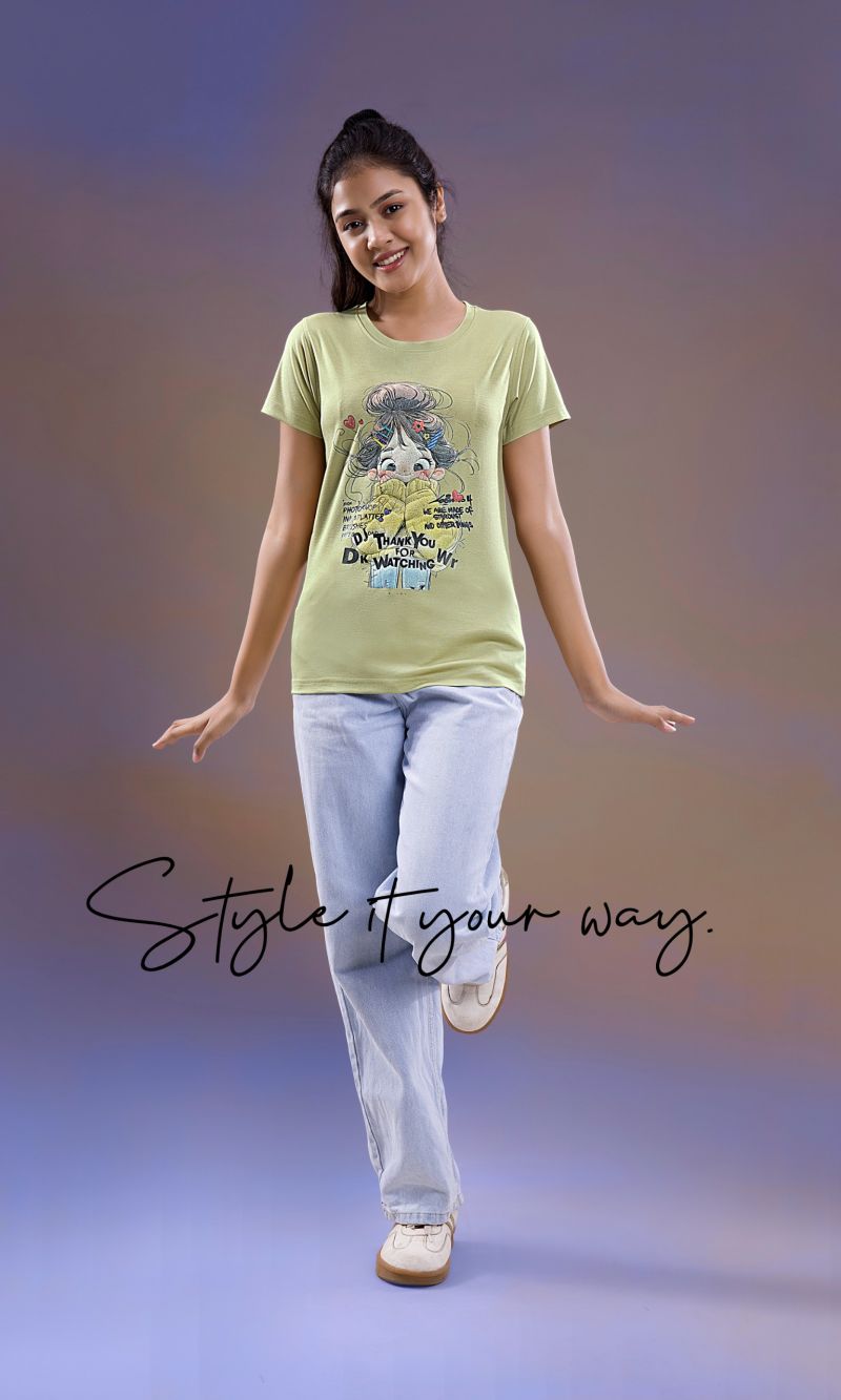 Amrah Wholesale Tlc Vol 50 Kids Tencel Fancy Sticker Printed T-Shirt - Amrah Wholesale