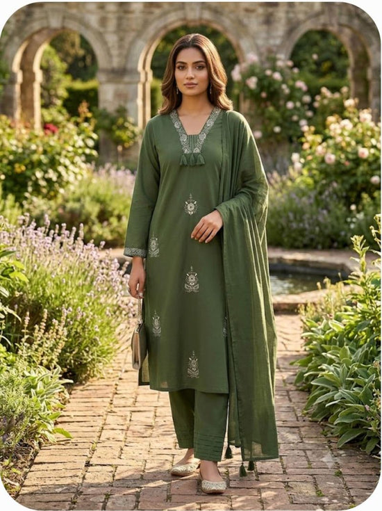 Amrah Wholesale TLC Vol 57 Cotton Embroidered Kurti Pant Dupatta Set - Amrah Wholesale