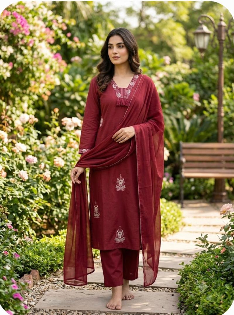 Amrah Wholesale TLC Vol 57 Cotton Embroidered Kurti Pant Dupatta Set - Amrah Wholesale